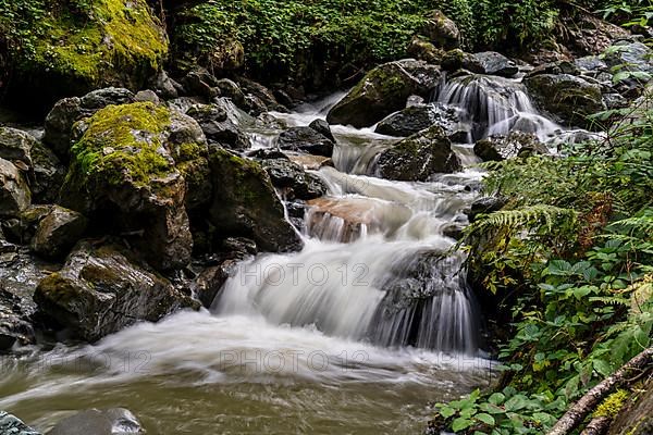 Cascades at the waterfall in the Breuergraben along the Schwarzache