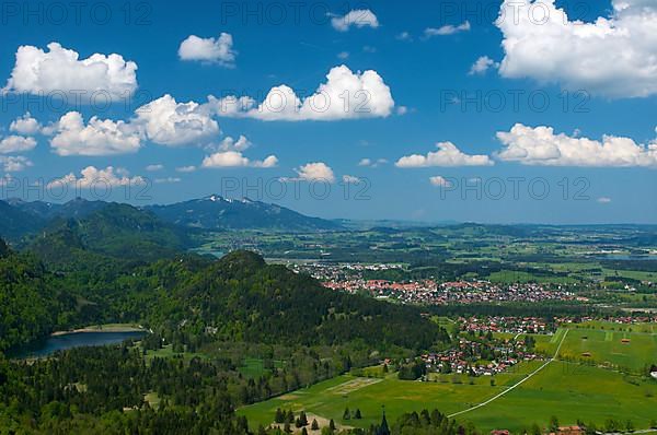 View from Tegelberg to Fuessen and Schwansee