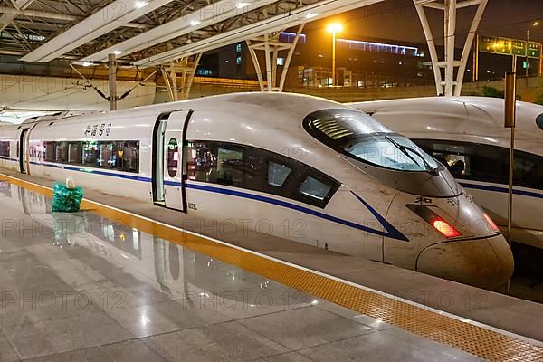 Siemens Velaro CN CRH3 high-speed train at Shanghai Hongqiao Railway Station in Shanghai