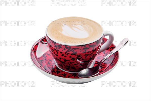 Cup with cappuccino isolated on white background