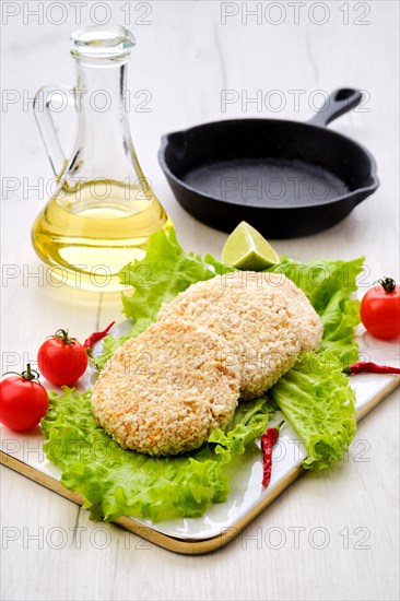 Trout meat cutlet in breading