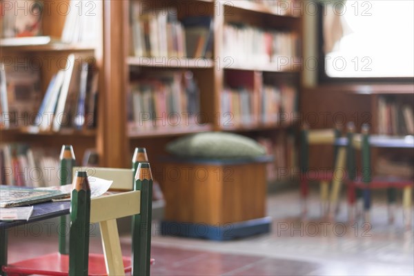 Chairs and table in kids library