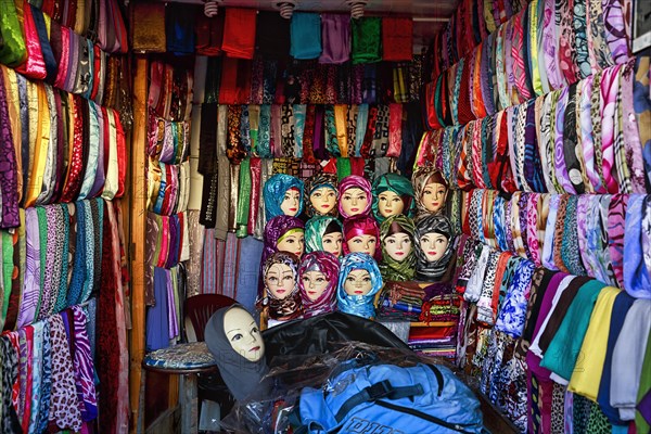 Many colourful headscarves