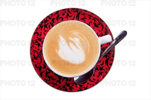 Cup with cappuccino isolated on white background