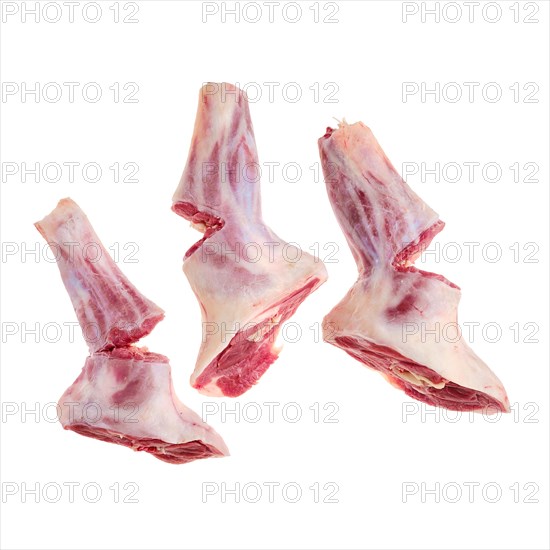 Fresh raw lamb ram shank isolated on white background