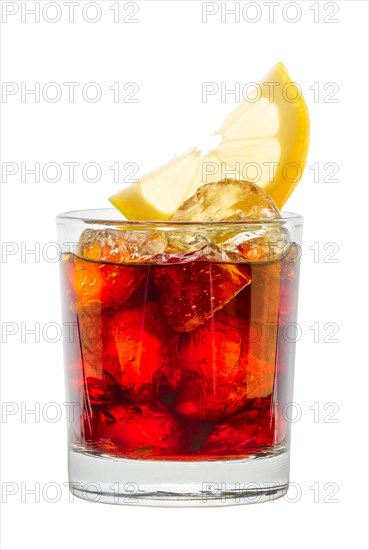 Cocktail rum and cola isolated on white