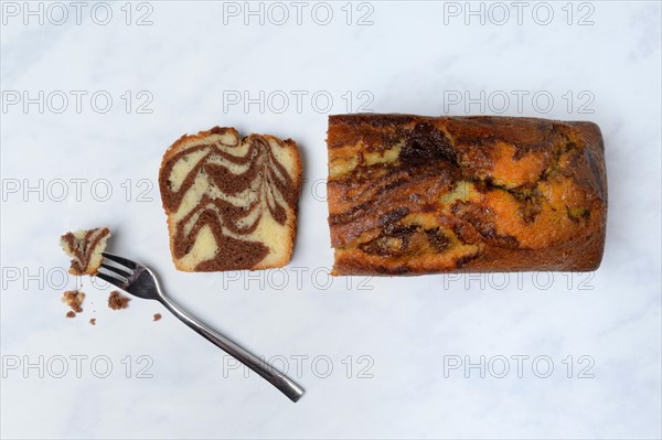Marble cake with fork