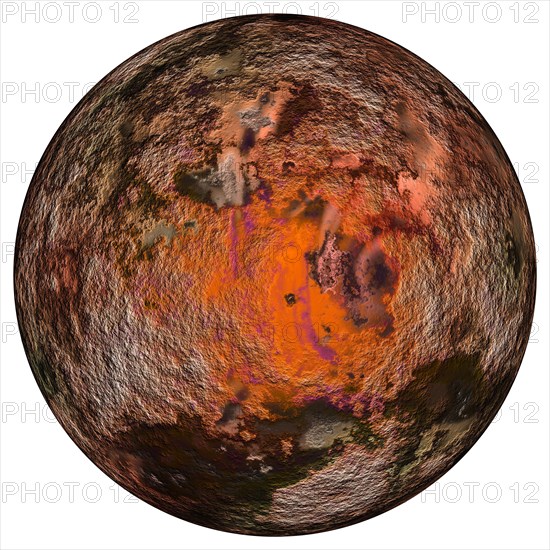 Digitally rendered image of planet mars isolated on white background