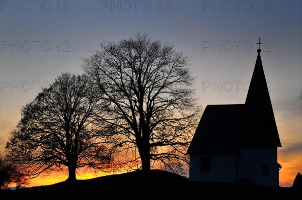 Brother Klaus Chapel on the Hagspiel plateau near Oberstaufen in the evening light