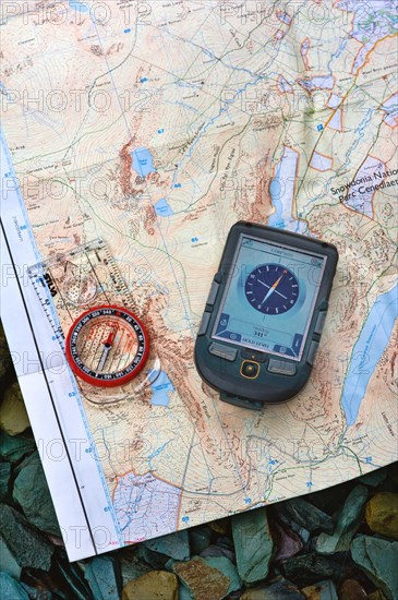 A magnetic compass and a GPS unit