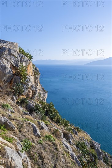Steep cliff above the sea of Palamidi Fortress