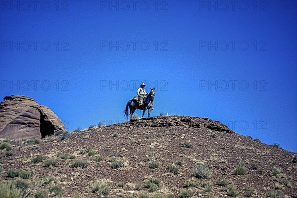 Cowboy on pied horse