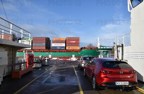 Ferry near Fischerhuette on the Kiel Canal