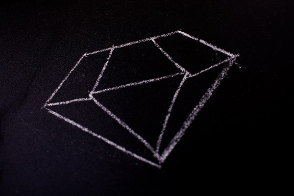 Chalk drawn diamond on a blackboard in the view