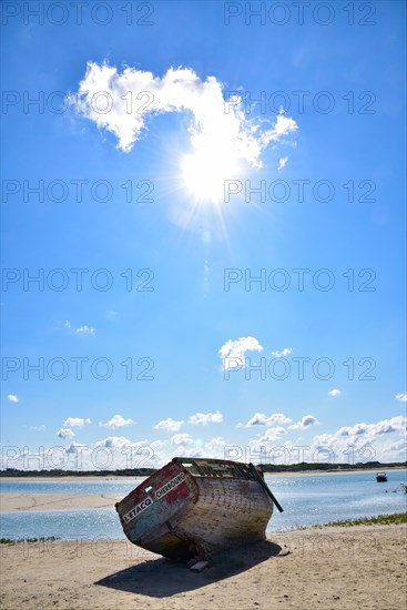 Shipwreck in the port of Portbail in the department of Manche