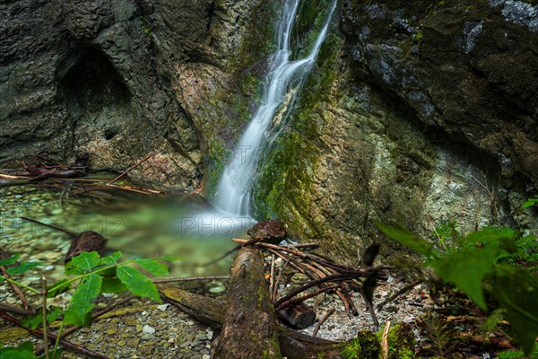 A small waterfall on the hiking trail in the Slovak Paradise National Park. Slovakia