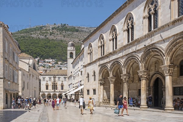 The Rectors Palace with the Sponza Palace in the background in the historic center of Dubrovnik