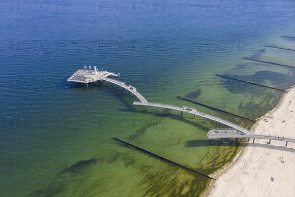 Aerial view over Koserow Pier