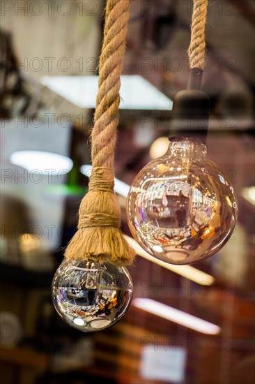 Decorative style filament light bulbs in view