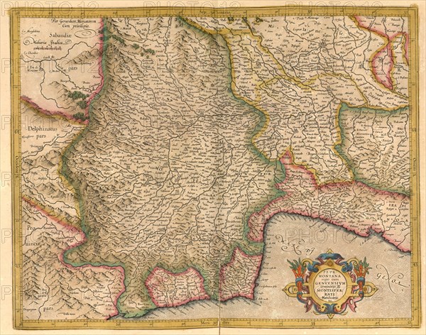 Atlas, map from 1623, Pedemontana, Genuensium, Montisferrati, Duchy of Monferrato, Italy, digitally restored reproduction from an engraving by Gerhard Mercator, born Gheert Cremer, 5 March 1512, 2 December 1594, geographer and cartographer, Europe