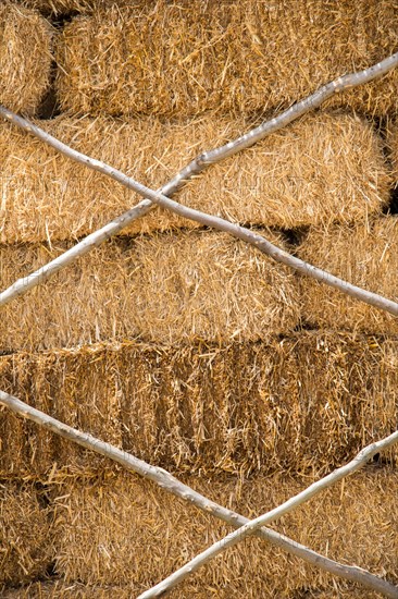 Hay bales stacks outdoors