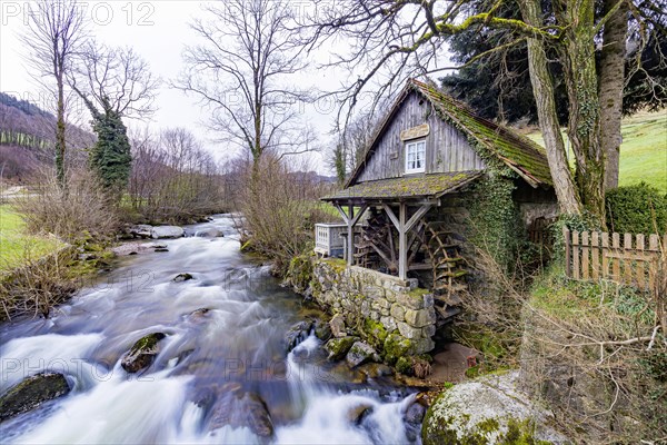 Rainbauernmuehle in the Black Forest, water-powered mill on the river Acher in Ottenhoefen, Baden-Wuerttemberg, Germany, Europe