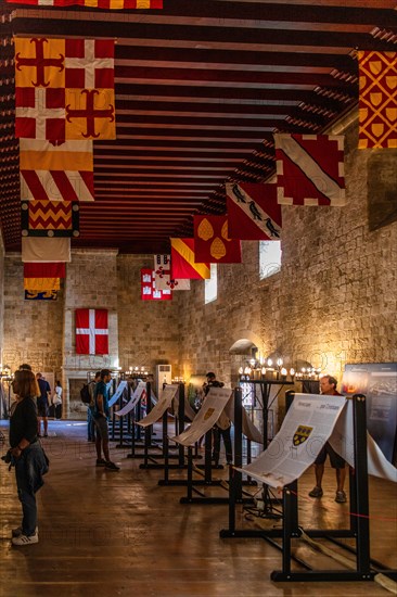 Hostel of the Spaniards, Knights Street in Old Town from the time of the Order of St. John, the only surviving 16th century street in late Gothic style, Oddos Ippoton, Rhodes Town, Greece, Europe