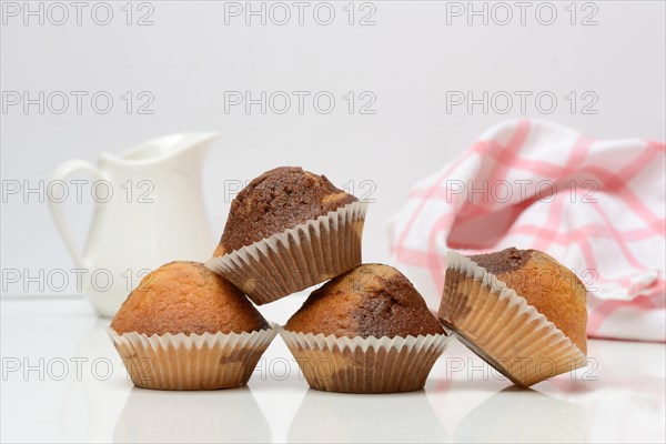 Chocolate muffins with white background