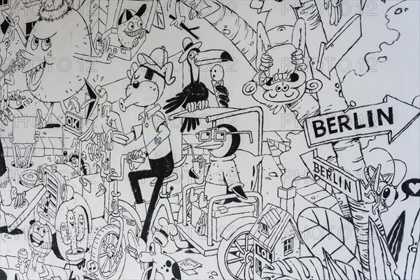 Wall drawings in black and white