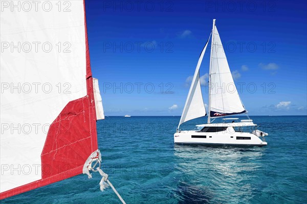 Sailboat in the waters of the Exuma Cays