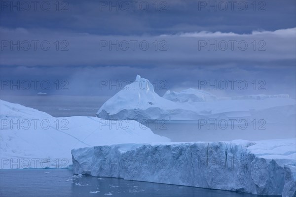 Icebergs in the mist