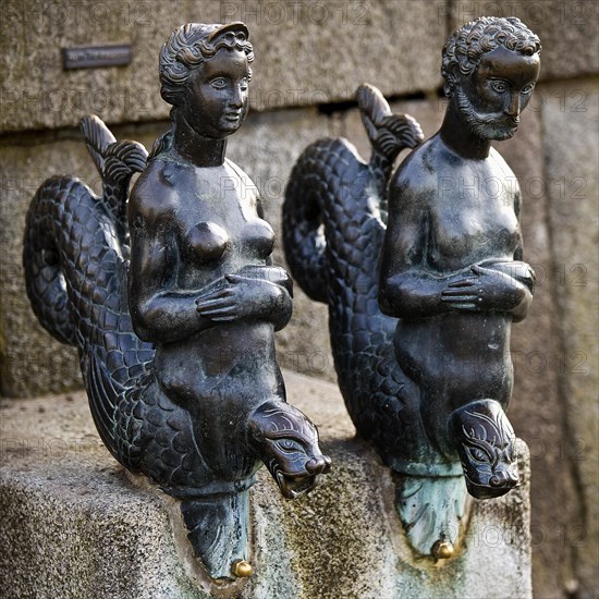 Copies of the original water spouts called Wassernixe and Wassernix at the Wasserkunst