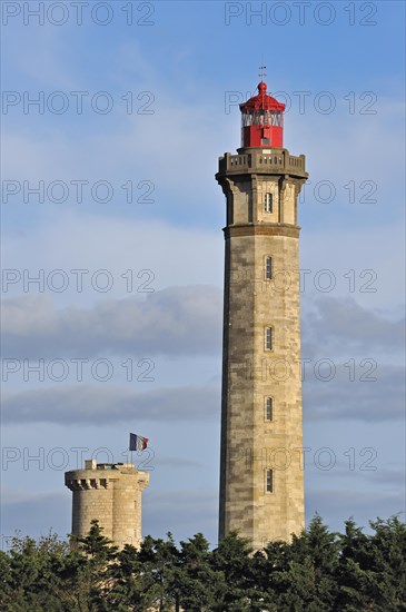 The old lighthouse Tour des Baleines and the Phare des Baleines on the island Ile de Re