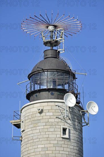 Lighthouse with antenna and satellite dishes at Cap Gris Nez