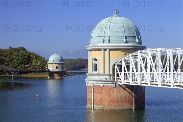 Lake Tama-ko Murayama reservoir Intake Tower Higashi-Yamato city Tokyo Japan Asia