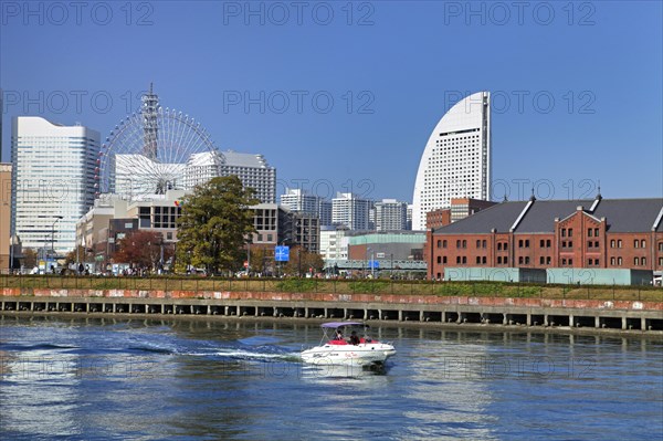 Yokohama Red Brick Warehouse and view of Minato Mirai 21 Yokohama city Kanagawa Japan