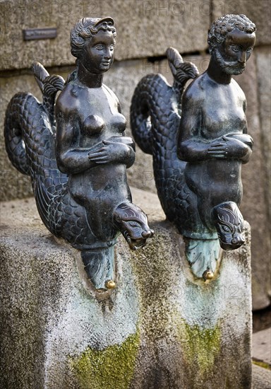 Copies of the original water spouts called Wassernixe and Wassernix at the Wasserkunst