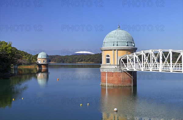 Lake Tama-ko Murayama reservoir Intake Tower Higashi-Yamato city Tokyo Japan Asia