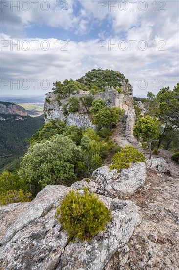 Old castle walls on mountain top