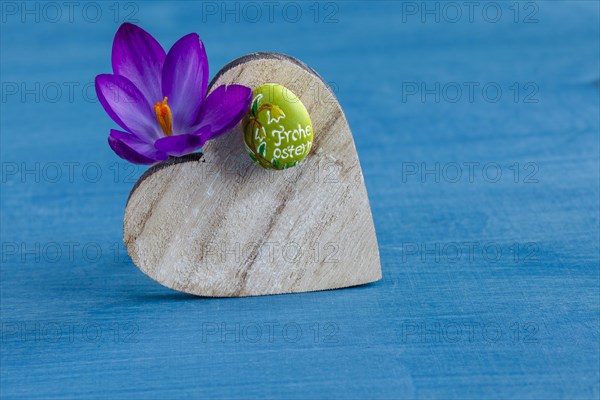 Wooden Heart with Crocus Blossom