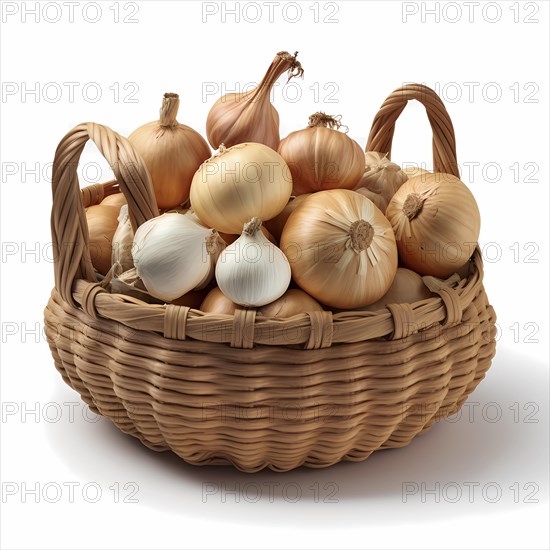 A bast basket with onions