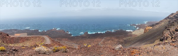 Panoramic view from the Lomo Negro viewpoint on the southwest coast of El Hierro. Canary Islands