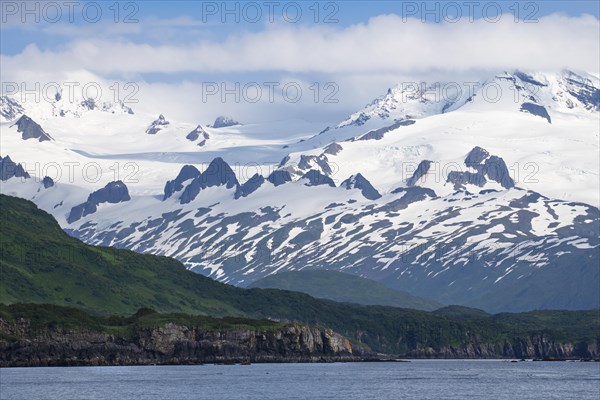 View from Kukak Bay on Mount Steller and Mount Denison