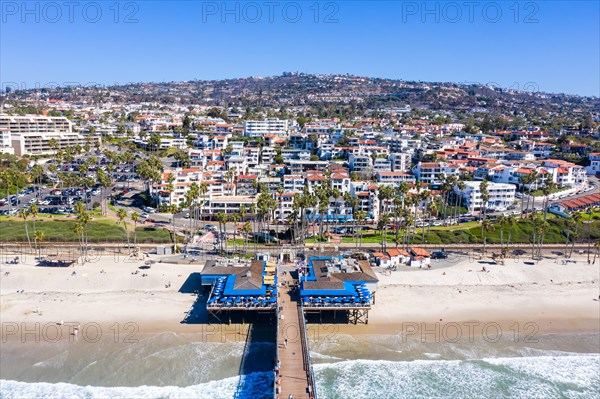 Aerial View of Pier and Beach with Sea Vacation in California San Clemente