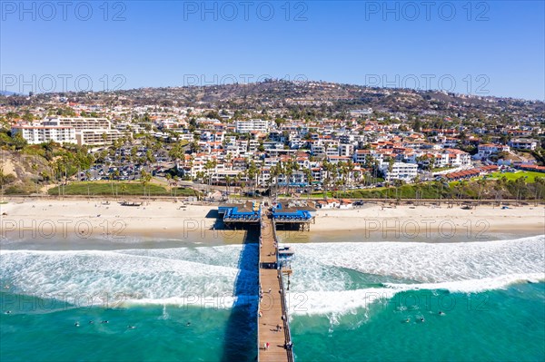 Aerial View of Pier and Beach with Sea Vacation in California San Clemente