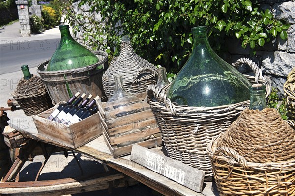 Still Life with Basket Bottles