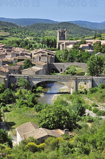 View over the medieval village and the Abbey of St. Mary of Lagrasse