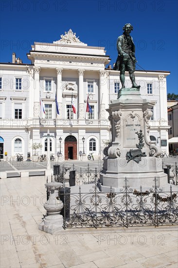 Guiseppe Tartini Square with monument in front of the Town Hall