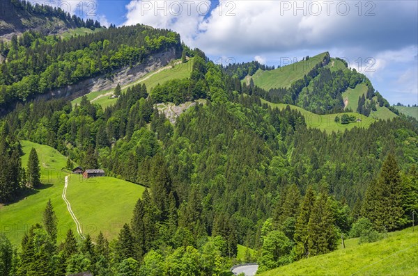 Mountain landscape in the Swiss Alps near Urnaesch and Schwaegalp