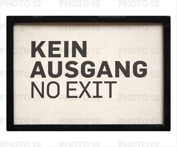 German sign isolated over white. Kein Ausgang